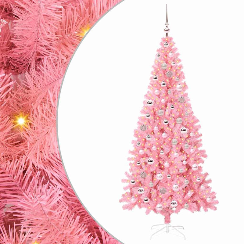 Afbeelding laden in galerijviewer, Vidaxl kerstboom met 300 led met standaard roze 210 cm pvc
