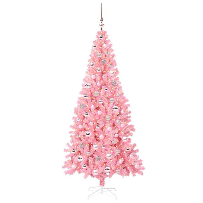 Afbeelding laden in galerijviewer, Vidaxl kerstboom met 300 led met standaard roze 210 cm pvc
