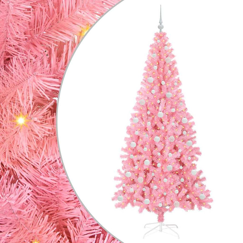 Afbeelding laden in galerijviewer, Vidaxl kerstboom met 300 led met standaard roze 210 cm pvc
