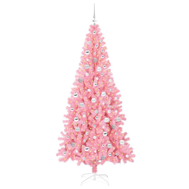 Afbeelding laden in galerijviewer, Vidaxl kerstboom met 300 led met standaard roze 210 cm pvc
