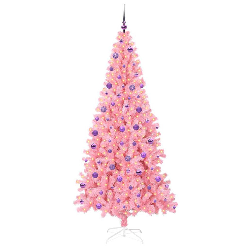 Afbeelding laden in galerijviewer, Vidaxl kerstboom met 300 led met standaard roze 210 cm pvc

