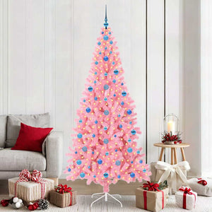 Vidaxl kerstboom met 300 led met standaard roze 210 cm pvc