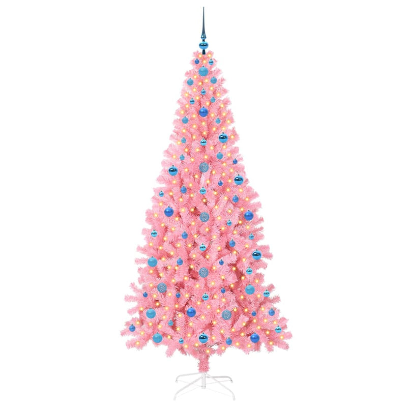 Afbeelding laden in galerijviewer, Vidaxl kerstboom met 300 led met standaard roze 210 cm pvc
