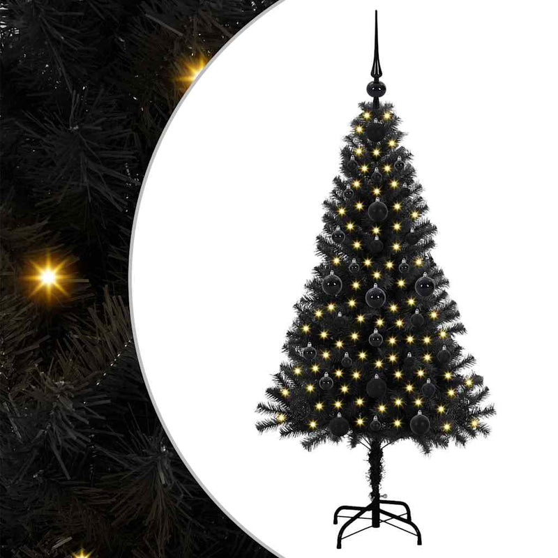Afbeelding laden in galerijviewer, Vidaxl kerstboom met 150 led met standaard zwart 120 cm pvc
