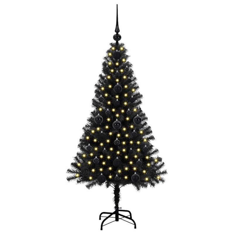 Afbeelding laden in galerijviewer, Vidaxl kerstboom met 150 led met standaard zwart 120 cm pvc
