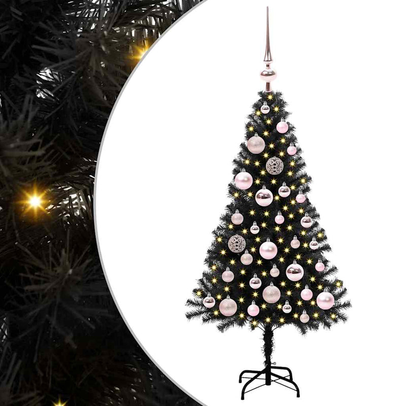Afbeelding laden in galerijviewer, Vidaxl kerstboom met 150 led met standaard zwart 120 cm pvc

