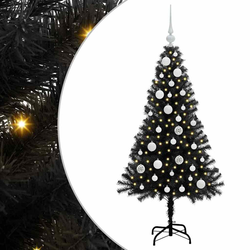 Afbeelding laden in galerijviewer, Vidaxl kerstboom met 150 led met standaard zwart 120 cm pvc
