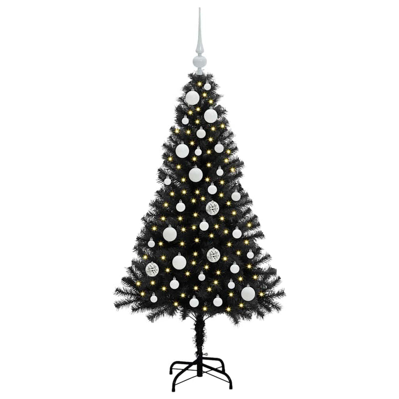 Afbeelding laden in galerijviewer, Vidaxl kerstboom met 150 led met standaard zwart 120 cm pvc
