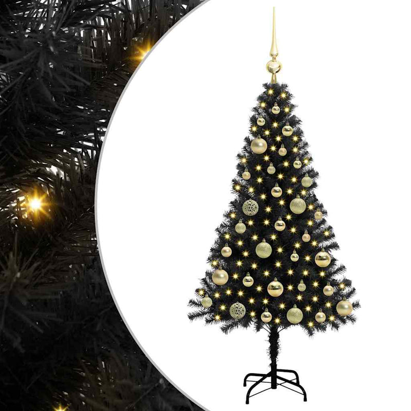 Afbeelding laden in galerijviewer, Vidaxl kerstboom met 150 led met standaard zwart 120 cm pvc
