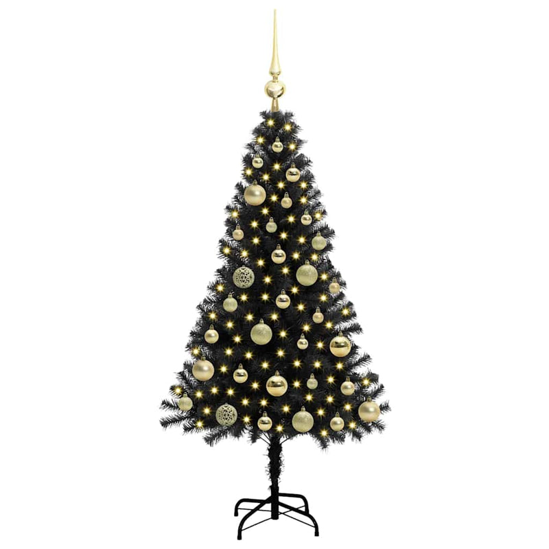 Afbeelding laden in galerijviewer, Vidaxl kerstboom met 150 led met standaard zwart 120 cm pvc
