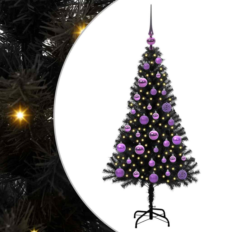 Afbeelding laden in galerijviewer, Vidaxl kerstboom met 150 led met standaard zwart 120 cm pvc
