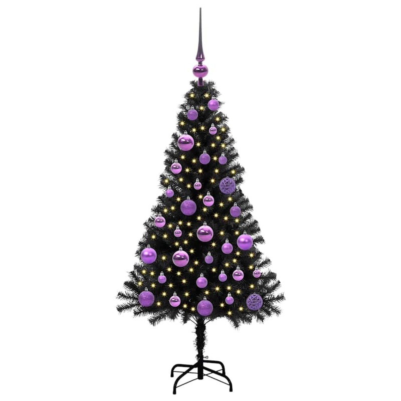 Afbeelding laden in galerijviewer, Vidaxl kerstboom met 150 led met standaard zwart 120 cm pvc
