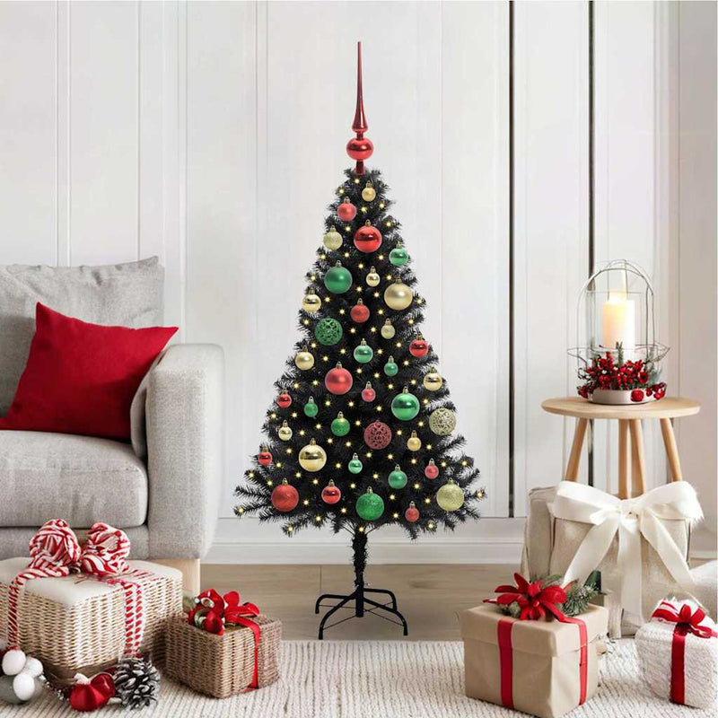 Afbeelding laden in galerijviewer, Vidaxl kerstboom met 150 led met standaard zwart 120 cm pvc
