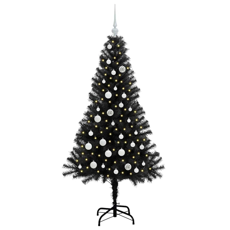 ギャラリービューアに画像をロードする, Vidaxl kerstboom met 150 led met standaard zwart 150 cm pvc
