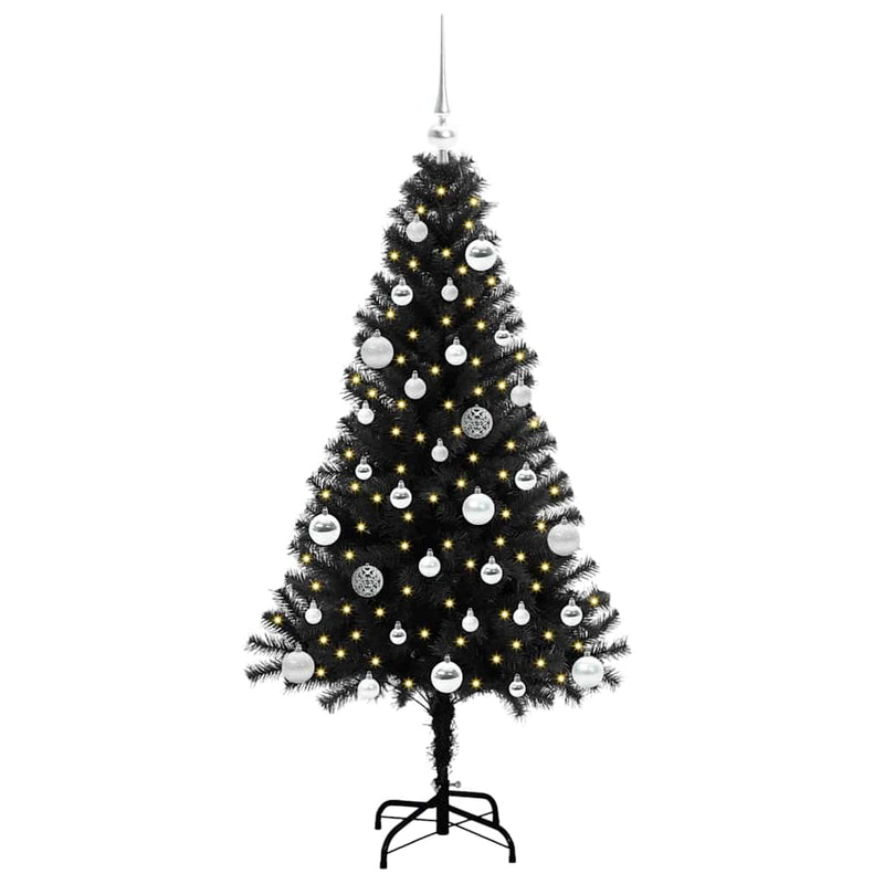 ギャラリービューアに画像をロードする, Vidaxl kerstboom met 150 led met standaard zwart 150 cm pvc
