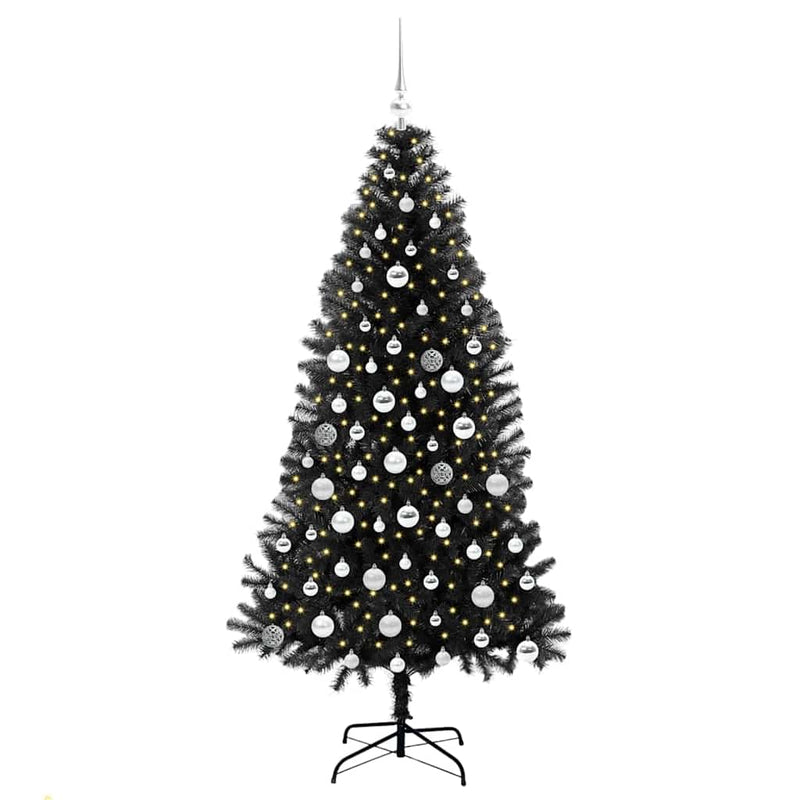 Chargez l'image dans la visionneuse de la galerie, Vidaxl kerstboom met 300 led met standaard zwart 180 cm pvc
