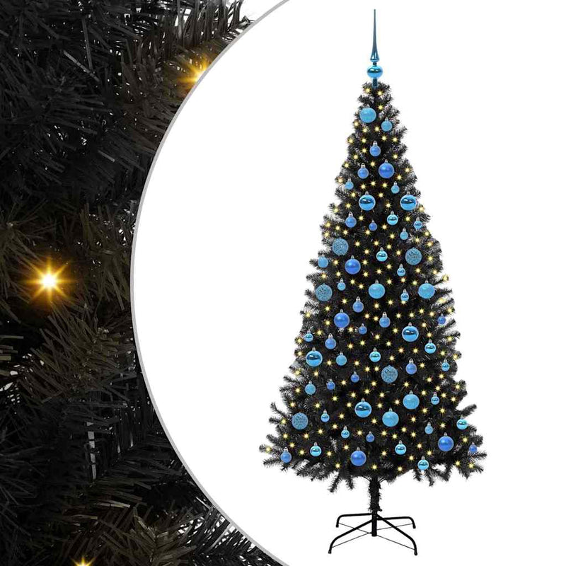 Chargez l'image dans la visionneuse de la galerie, Vidaxl kerstboom met 300 led met standaard zwart 180 cm pvc
