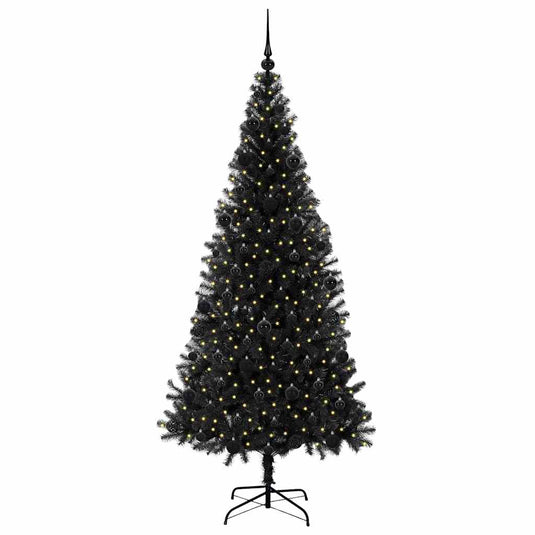 Vidaxl kerstboom met 300 led met standaard zwart 210 cm pvc