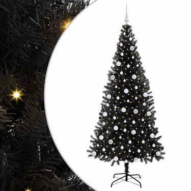 Vidaxl kerstboom met 300 led met standaard zwart 210 cm pvc