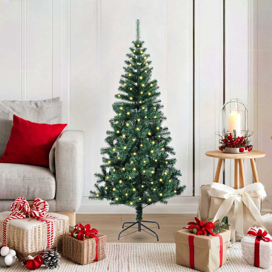 Vidaxl kunstmatig voorverlicht kerstboom groen 120 cm pvc en metaal