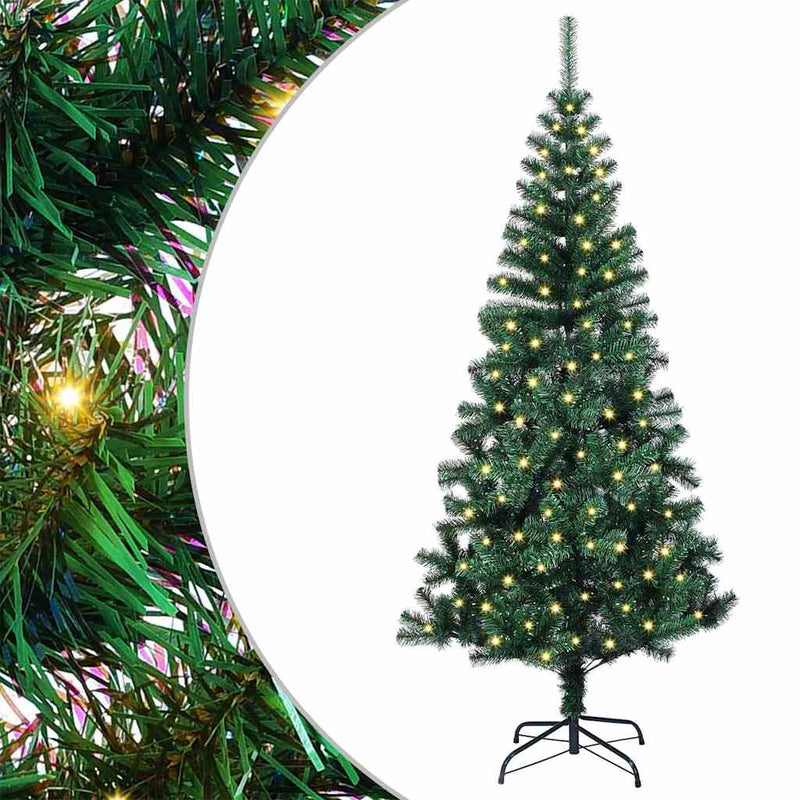 Chargez l'image dans la visionneuse de la galerie, Vidaxl kunstmatig voorverlicht kerstboom groen 120 cm pvc en metaal
