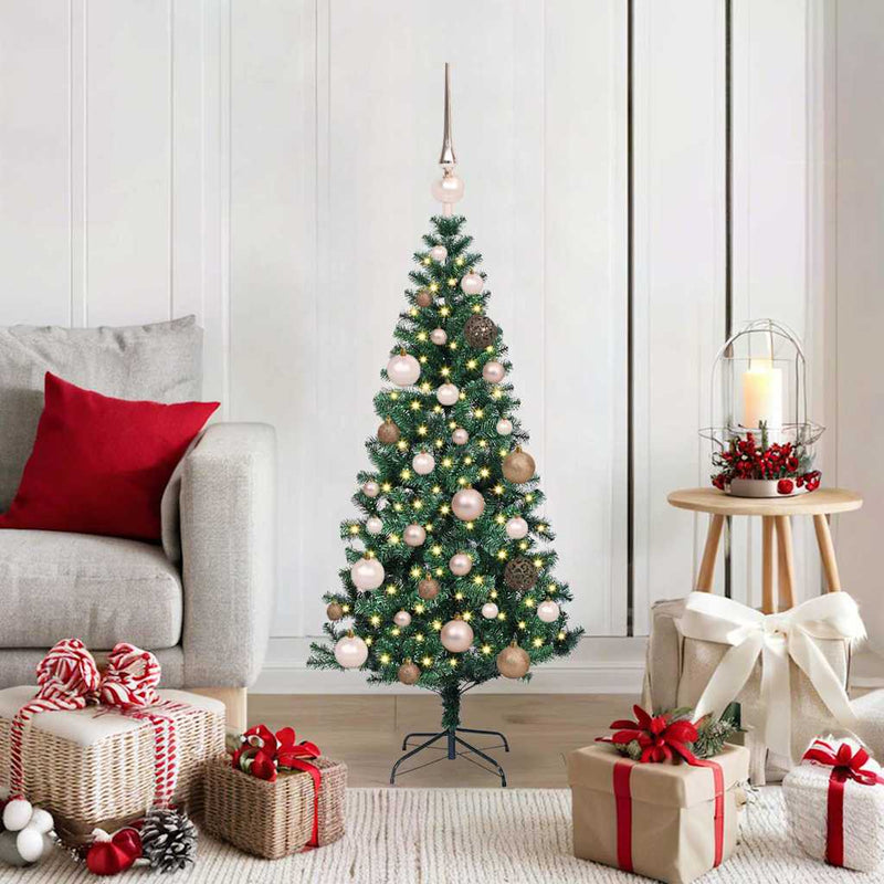 ギャラリービューアに画像をロードする, Vidaxl kunstmatig voorverlicht kerstboom groen 120 cm pvc en metaal
