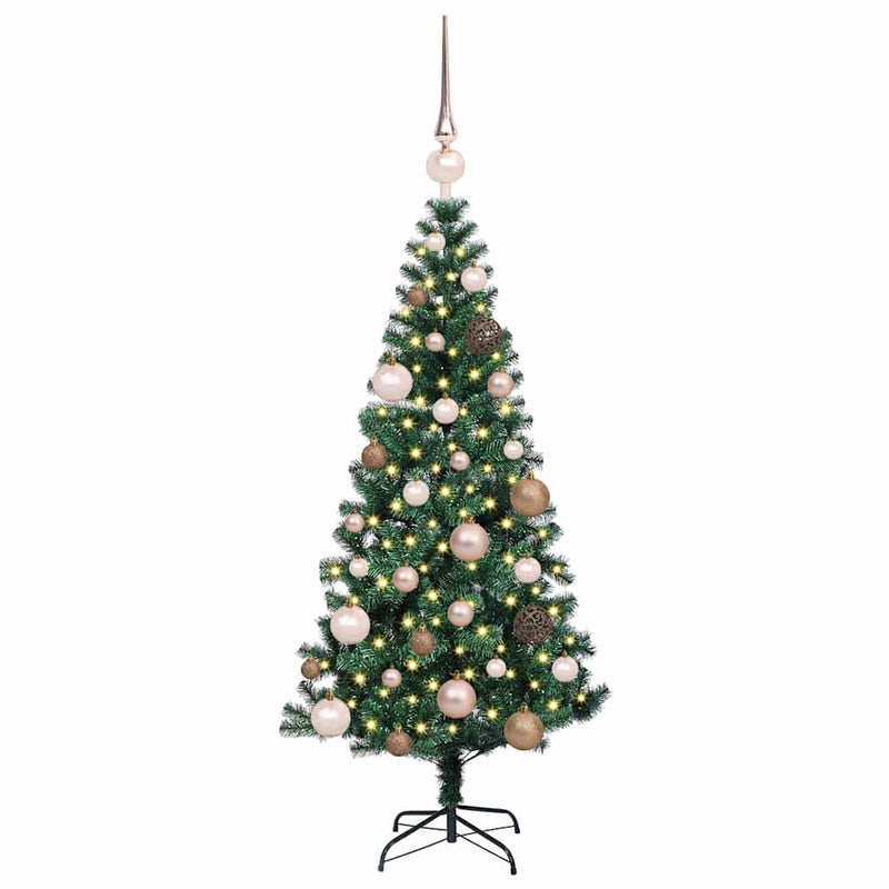 ギャラリービューアに画像をロードする, Vidaxl kunstmatig voorverlicht kerstboom groen 120 cm pvc en metaal
