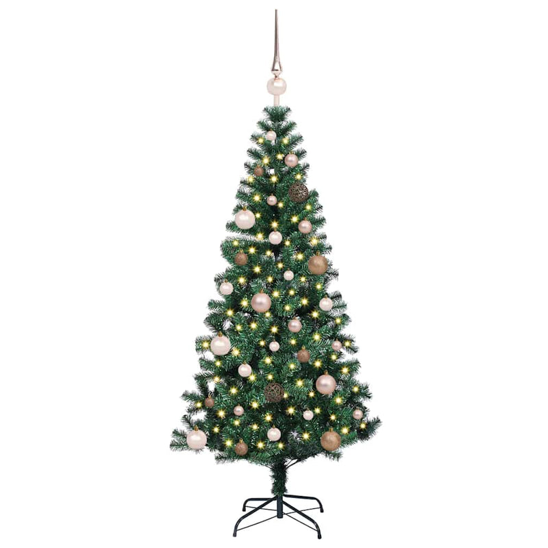 ギャラリービューアに画像をロードする, Vidaxl kunstmatig voorverlicht kerstboom groen 150 cm pvc en metaal
