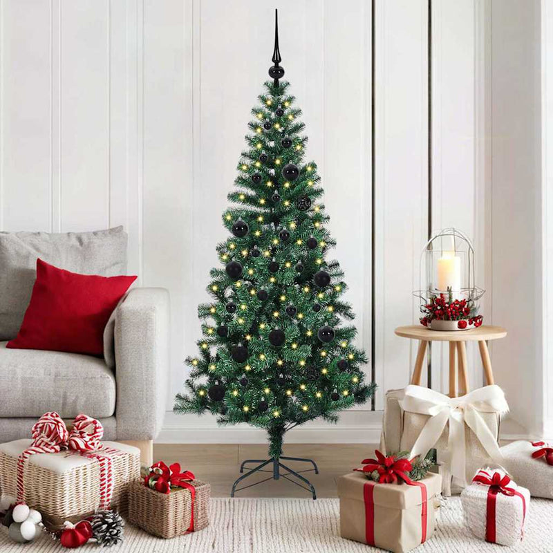 ギャラリービューアに画像をロードする, Vidaxl kunstmatig voorverlicht kerstboom groen 150 cm pvc en metaal
