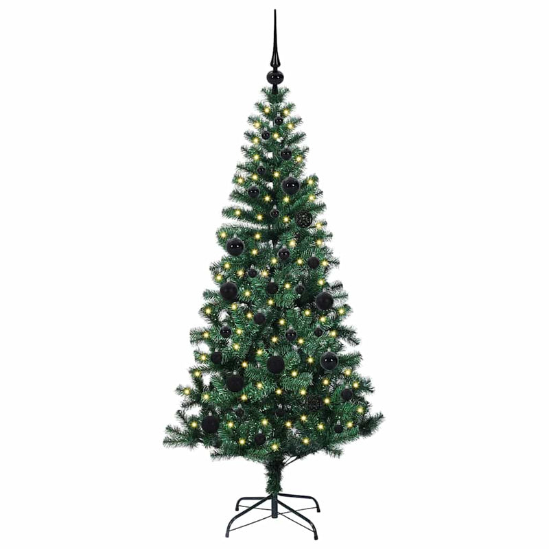 ギャラリービューアに画像をロードする, Vidaxl kunstmatig voorverlicht kerstboom groen 150 cm pvc en metaal

