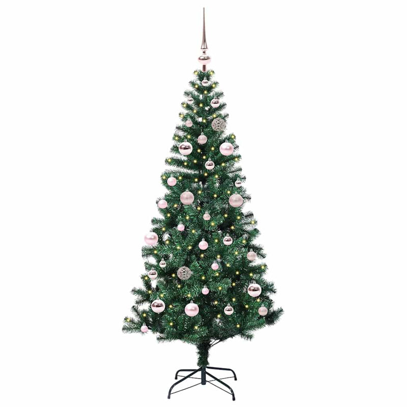 ギャラリービューアに画像をロードする, Vidaxl kunstmatig voorverlicht kerstboom groen 150 cm pvc en metaal
