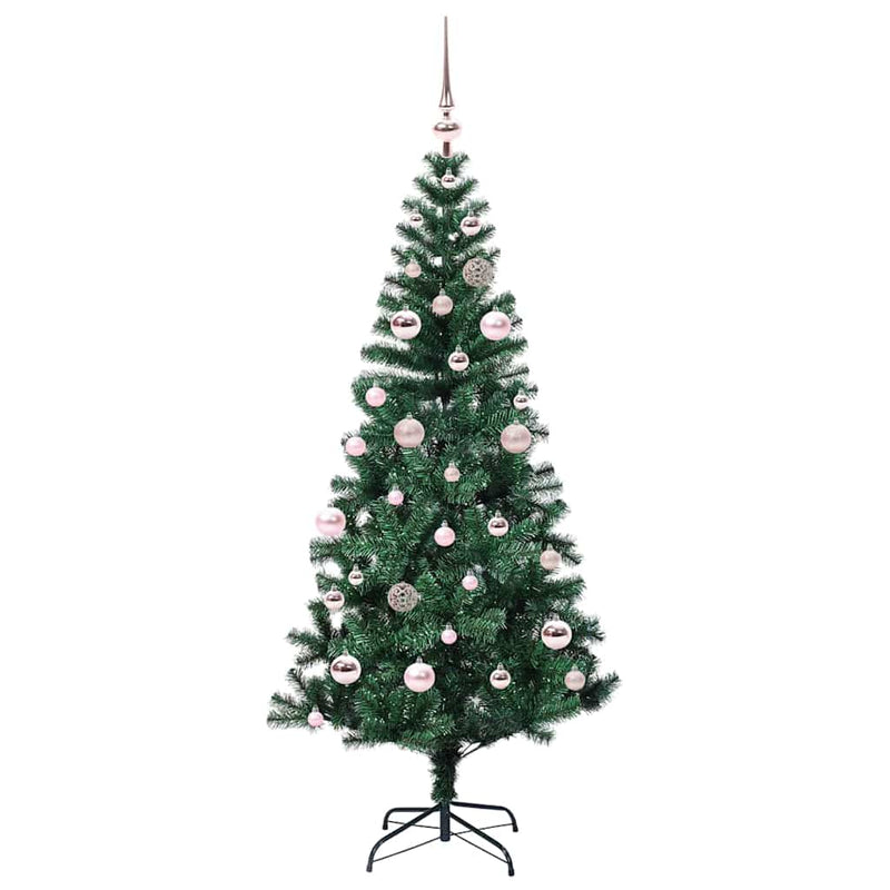 ギャラリービューアに画像をロードする, Vidaxl kunstmatig voorverlicht kerstboom groen 150 cm pvc en metaal
