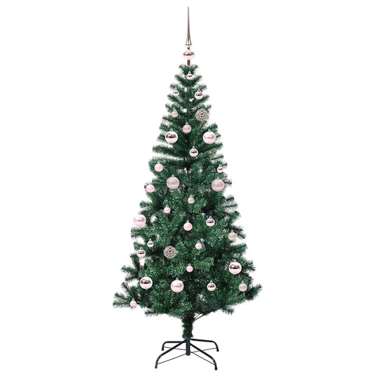 Vidaxl kunstmatig voorverlicht kerstboom groen 150 cm pvc en metaal