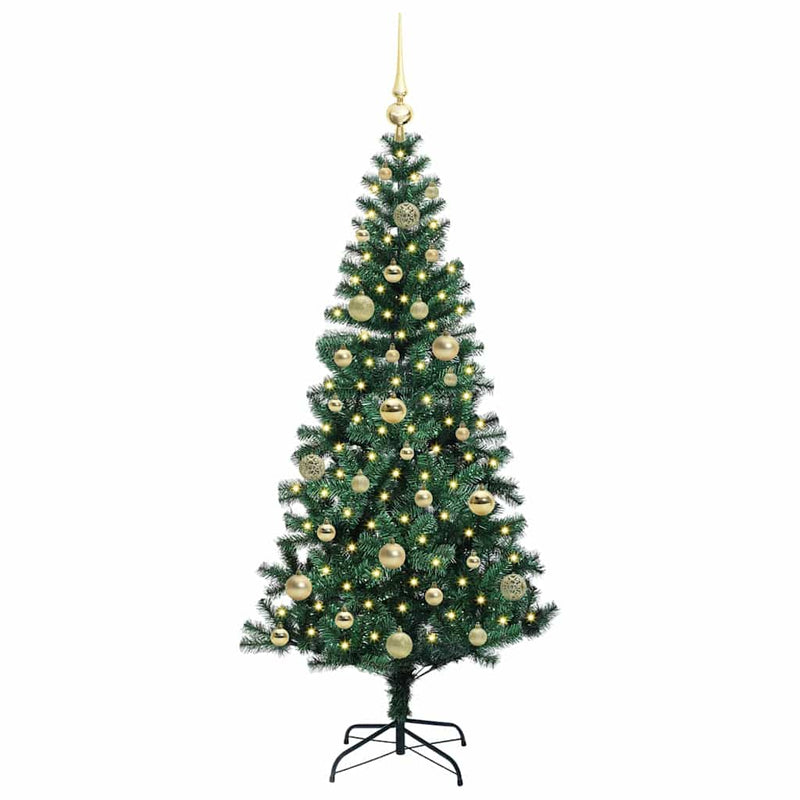 Chargez l'image dans la visionneuse de la galerie, Vidaxl kunstmatig voorverlicht kerstboom groen 150 cm pvc en metaal
