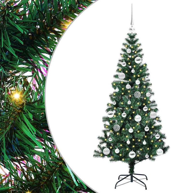 Chargez l'image dans la visionneuse de la galerie, Vidaxl kunstmatig voorverlicht kerstboom groen 150 cm pvc en metaal
