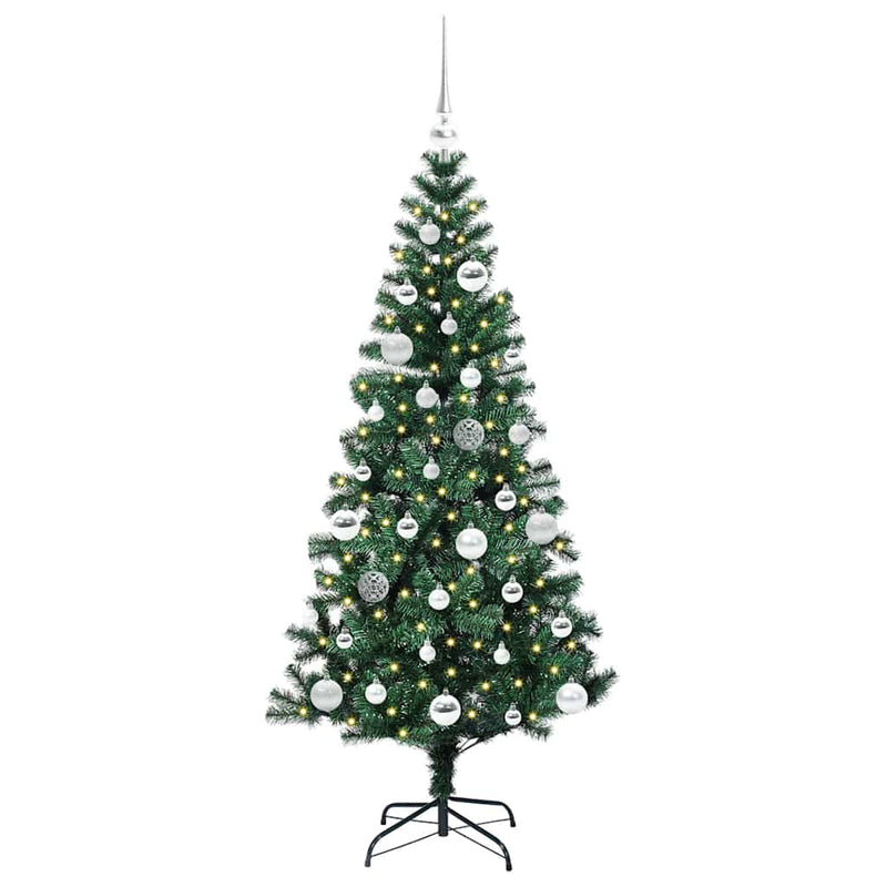 Chargez l'image dans la visionneuse de la galerie, Vidaxl kunstmatig voorverlicht kerstboom groen 150 cm pvc en metaal
