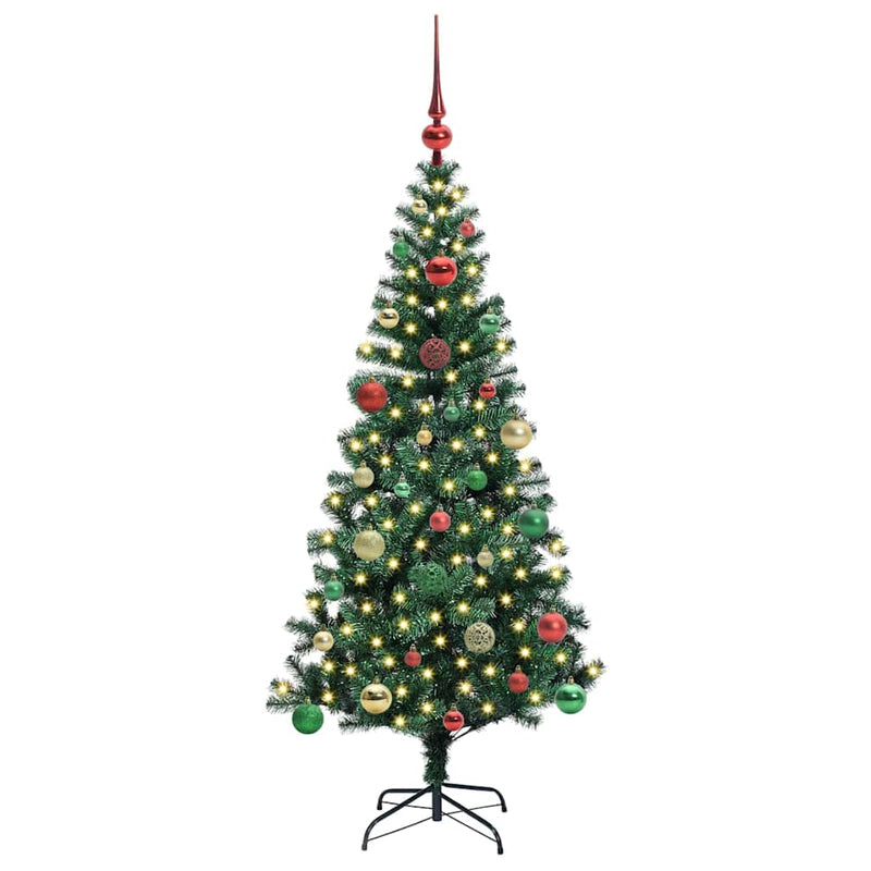 Chargez l'image dans la visionneuse de la galerie, Vidaxl kunstmatig voorverlicht kerstboom groen 150 cm pvc en metaal
