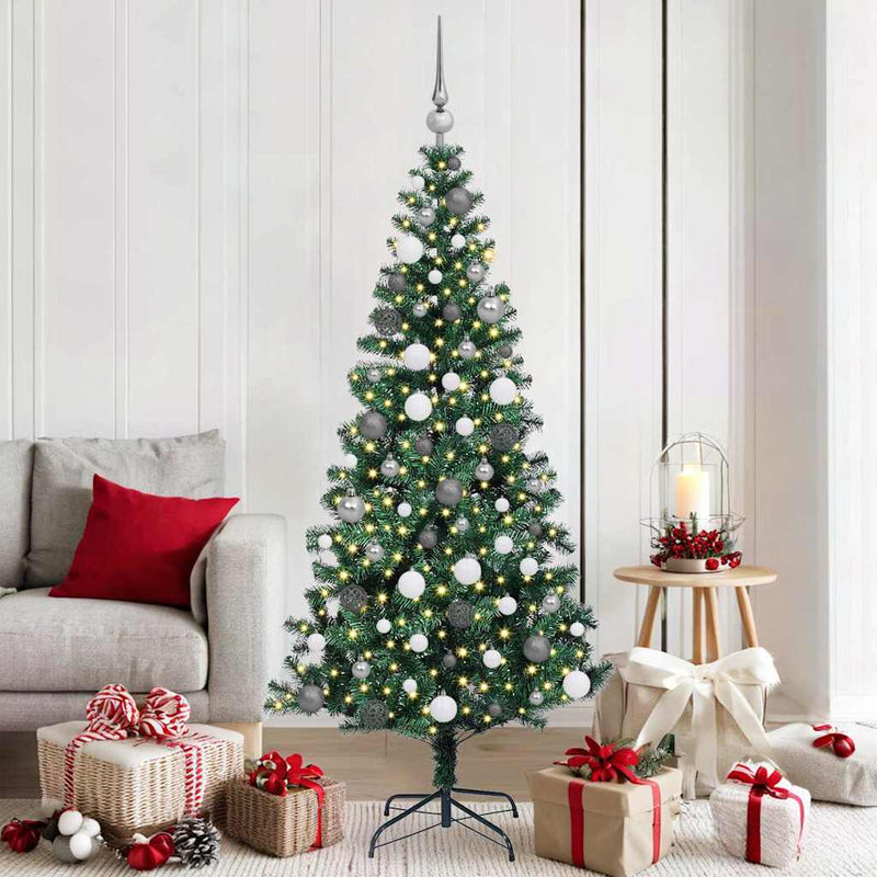 ギャラリービューアに画像をロードする, Vidaxl kunstmatig voorverlicht kerstboom groen 180 cm pvc en metaal
