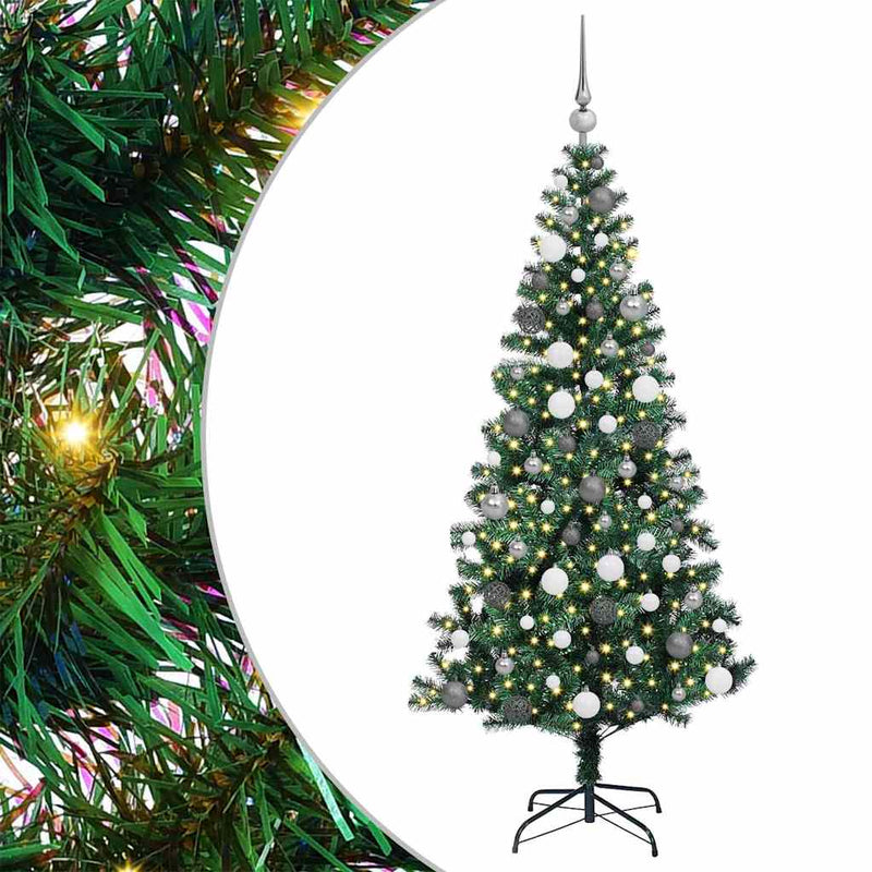 ギャラリービューアに画像をロードする, Vidaxl kunstmatig voorverlicht kerstboom groen 180 cm pvc en metaal
