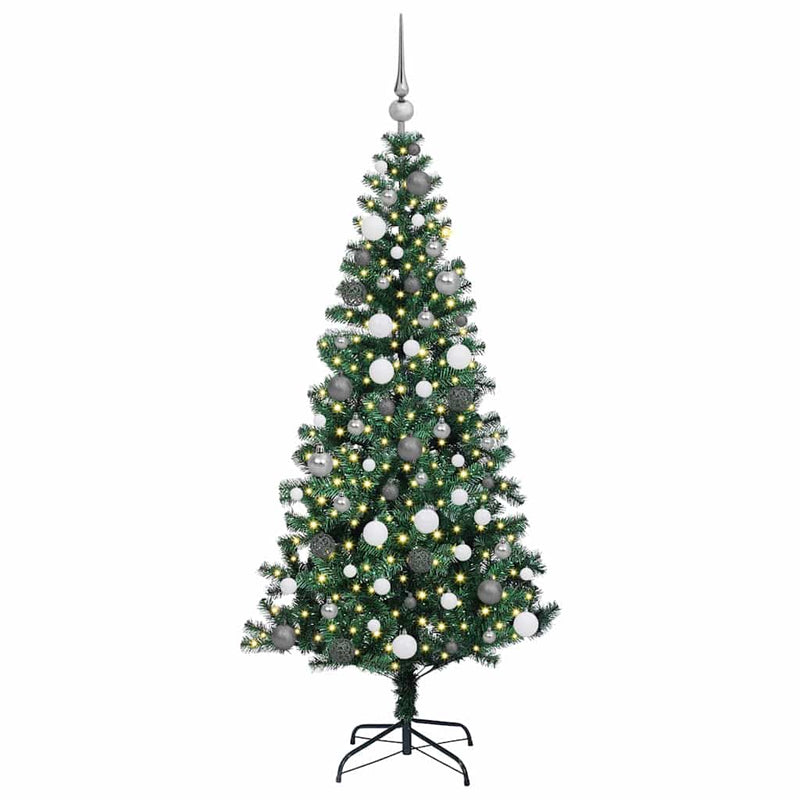 ギャラリービューアに画像をロードする, Vidaxl kunstmatig voorverlicht kerstboom groen 180 cm pvc en metaal
