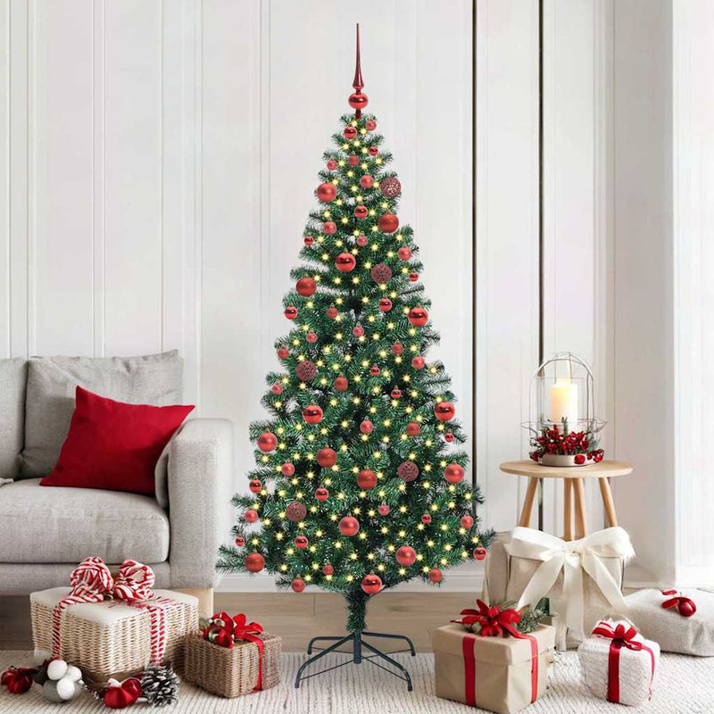Chargez l'image dans la visionneuse de la galerie, Vidaxl kunstmatig voorverlicht kerstboom groen 180 cm pvc en metaal
