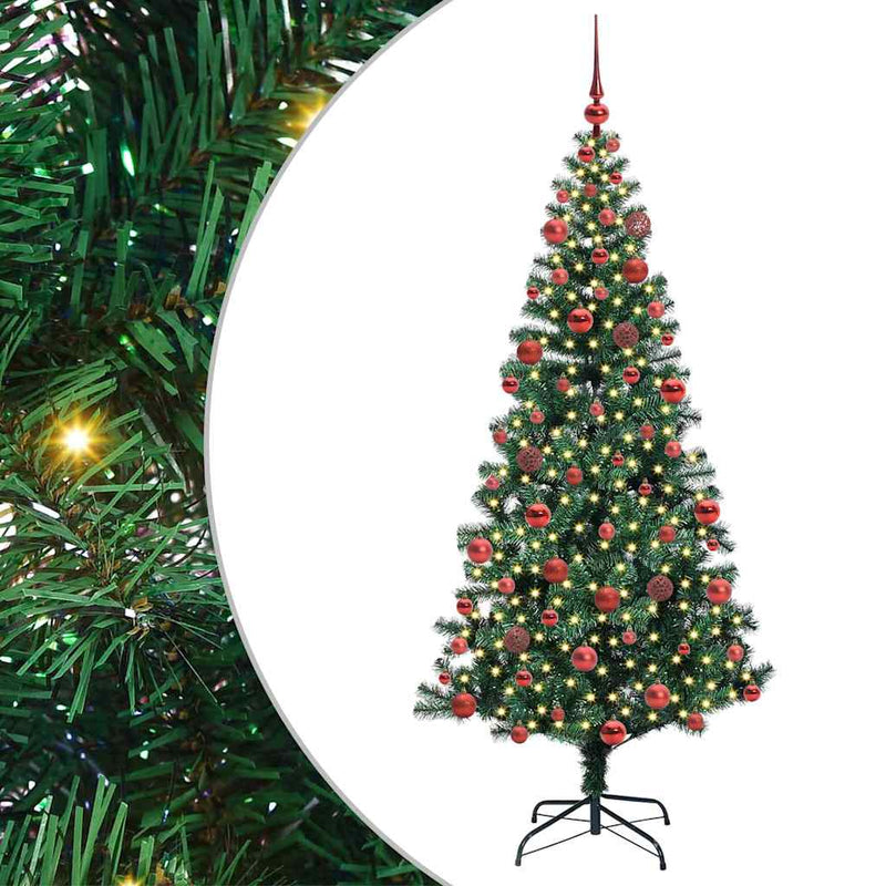 Chargez l'image dans la visionneuse de la galerie, Vidaxl kunstmatig voorverlicht kerstboom groen 180 cm pvc en metaal
