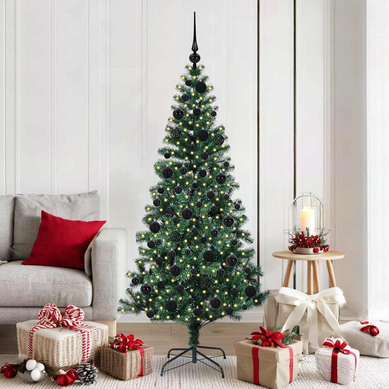Chargez l'image dans la visionneuse de la galerie, Vidaxl kunstmatig voorverlicht kerstboom groen 180 cm pvc en metaal
