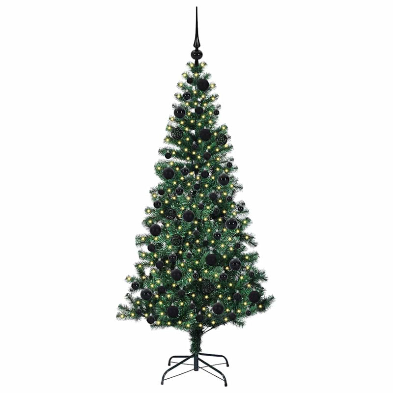 Chargez l'image dans la visionneuse de la galerie, Vidaxl kunstmatig voorverlicht kerstboom groen 180 cm pvc en metaal
