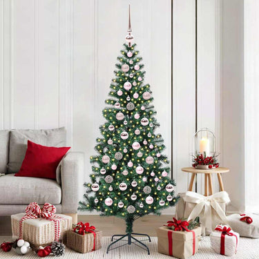 Vidaxl kunstmatig voorverlicht kerstboom groen 180 cm pvc en metaal