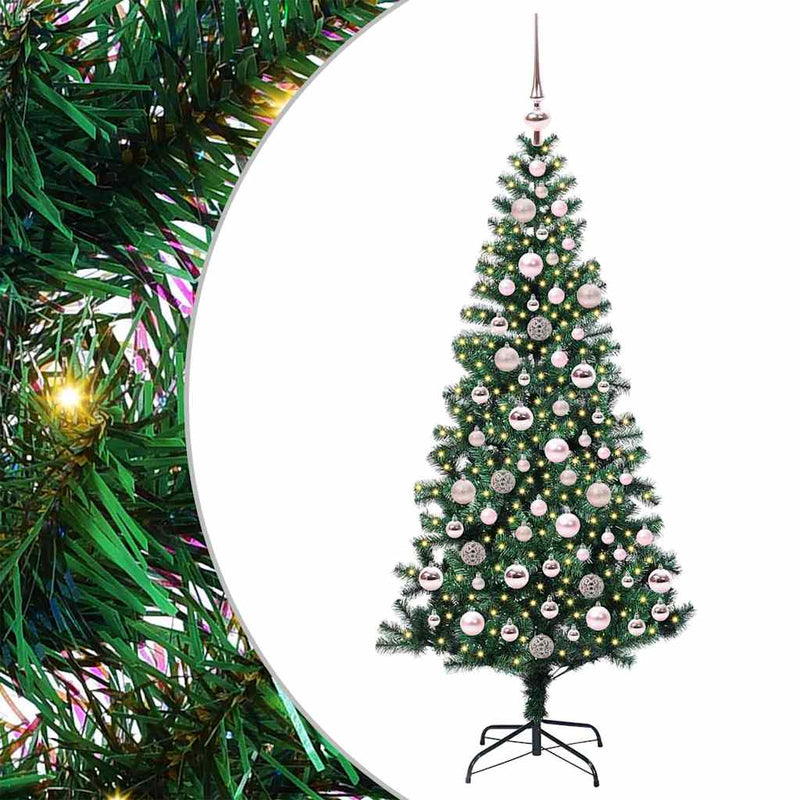 Chargez l'image dans la visionneuse de la galerie, Vidaxl kunstmatig voorverlicht kerstboom groen 180 cm pvc en metaal

