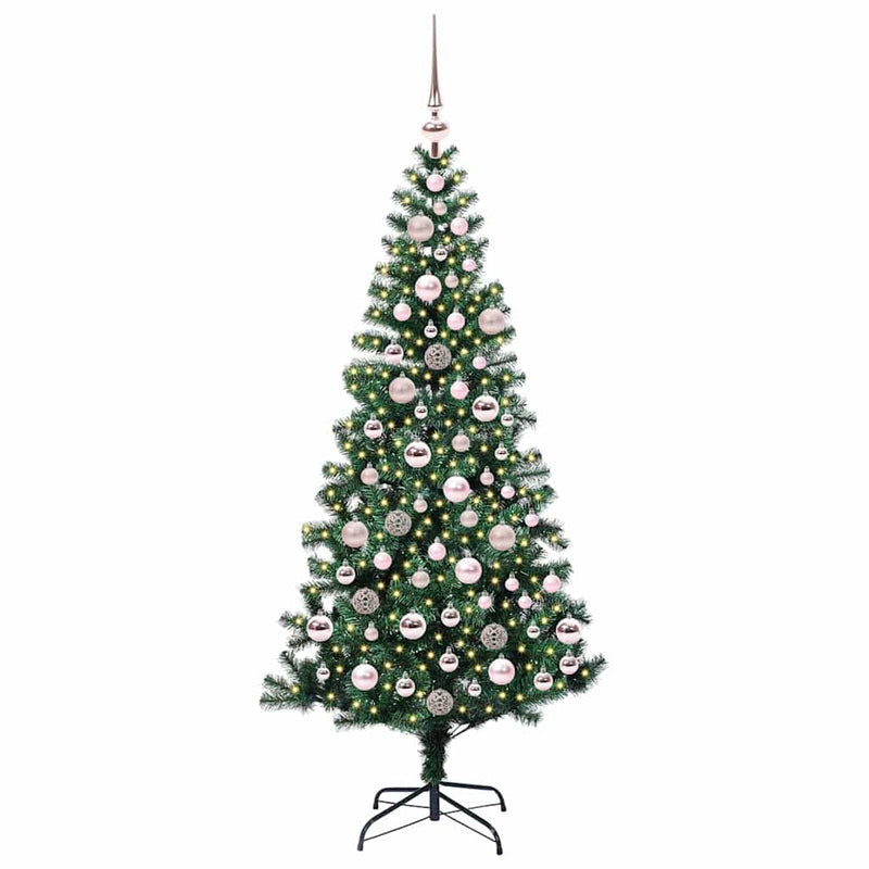 Chargez l'image dans la visionneuse de la galerie, Vidaxl kunstmatig voorverlicht kerstboom groen 180 cm pvc en metaal
