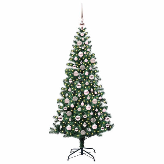 Vidaxl kunstmatig voorverlicht kerstboom groen 180 cm pvc en metaal