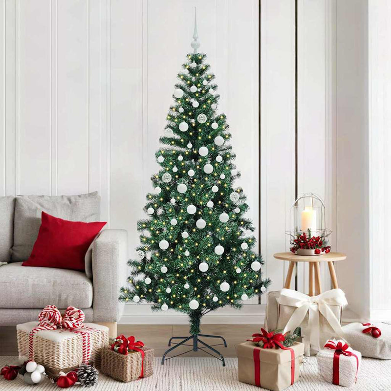 Chargez l'image dans la visionneuse de la galerie, Vidaxl kunstmatig voorverlicht kerstboom groen 180 cm pvc en metaal

