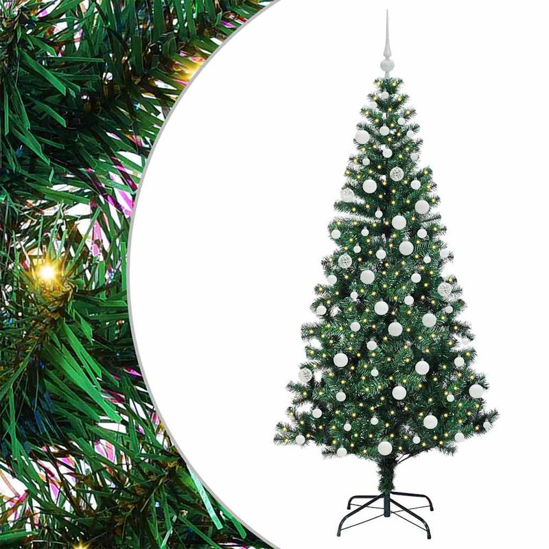 Chargez l'image dans la visionneuse de la galerie, Vidaxl kunstmatig voorverlicht kerstboom groen 180 cm pvc en metaal
